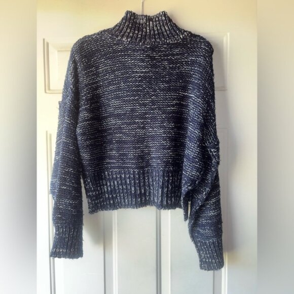 Pilcro navy/white oversize cropped chunky sweater size S - Picture 3 of 3